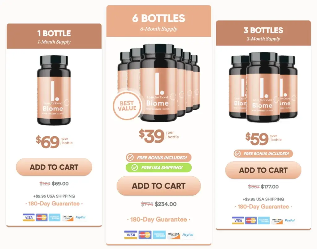 LeanBiome bottle packages and pricing